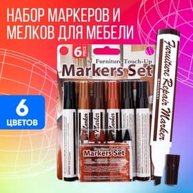 Маркеры и мелки для мебели, 6 цветов