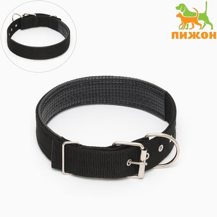 Ошейник «Комфорт», 70×4 см, ОШ 51-61 см, комбинированный, чёрный