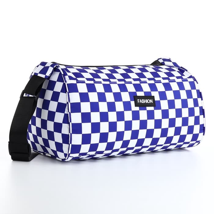 Сумка спортивная на молнии, регулируемый ремень, маленький размер, белая, синяя