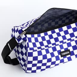 Сумка спортивная на молнии, регулируемый ремень, маленький размер, белая, синяя