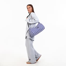 Сумка спортивная на молнии, регулируемый ремень, маленький размер, белая, синяя