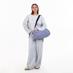 Сумка спортивная на молнии, регулируемый ремень, маленький размер, белая, синяя