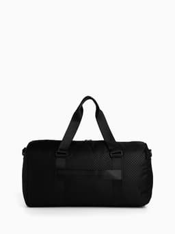 Сумка дорожная на молнии, наружный карман, держатель для чемодана, длинный ремень, цвет чёрный