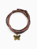 Браслет кожаный с подвеской «Бабочка», L=22.5 см, коричневый