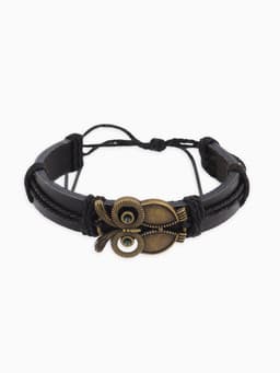 Браслет кожаный «Стиль. Сова», d=6 см, чёрный в чернёном золоте
