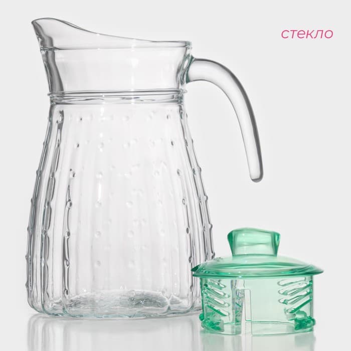 Набор для напитков Доляна «Аква», 5 предметов: кувшин 1.2 л, 2 кружки 285 мл, 2 стакана 285 мл, стекло, прозрачный