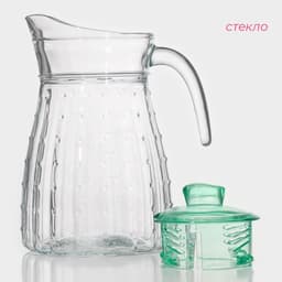 Набор для напитков Доляна «Аква», 5 предметов: кувшин 1.2 л, 2 кружки 285 мл, 2 стакана 285 мл, стекло, прозрачный