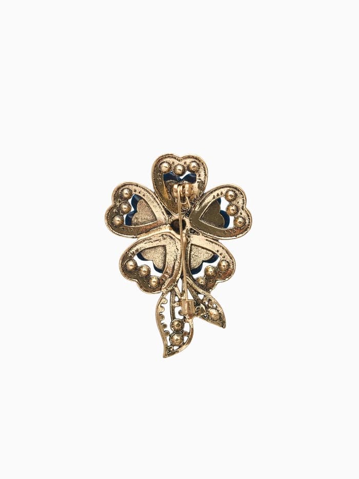 Брошь «Цветок желаний», цвет морской в чернёном золоте
