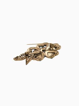 Брошь «Цветок желаний», цвет морской в чернёном золоте