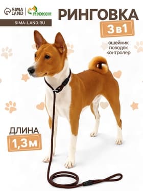 Ринговка для собак, 130×0.8 см, коричневая