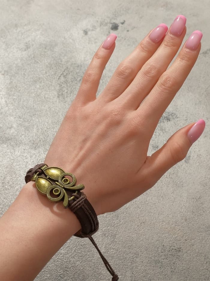 Браслет кожаный «Стиль. Сова», d=6 см, коричневый в чернёном золоте