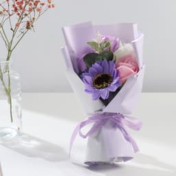 Букет из мыльных лепестков для ванны «Сиреневый туман», подарочный, 11×8×25 см