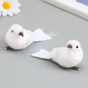 Набор фигурок на прищепке «Пушистики: Пара голубков с блестками на голове», 2 шт., белые, 3.5×4.5×10 см