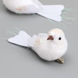 Набор фигурок на прищепке «Пушистики: Пара голубков с блестками на голове», 2 шт., белые, 3.5×4.5×10 см