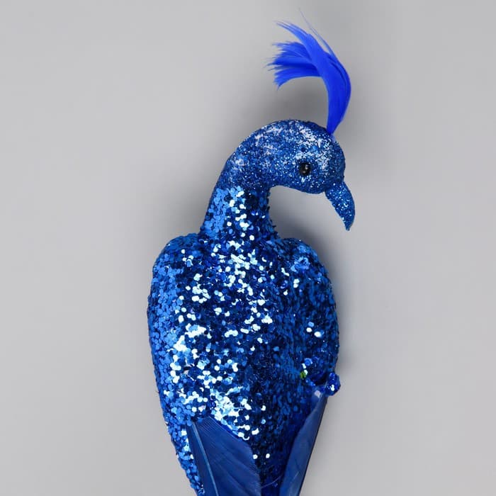 Фигурка - пушистик, декор на прищепке «Тропическая птица с пером павлина», 5.5×8×35 см, МИКС