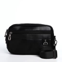 Сумка-клатч мужская на молнии с ручкой, 2 наружных кармана, 23×5×15 см, чёрная