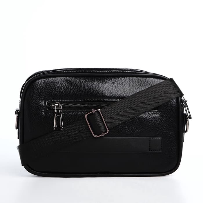 Сумка-клатч мужская на молнии с ручкой, 2 наружных кармана, 23×5×15 см, чёрная