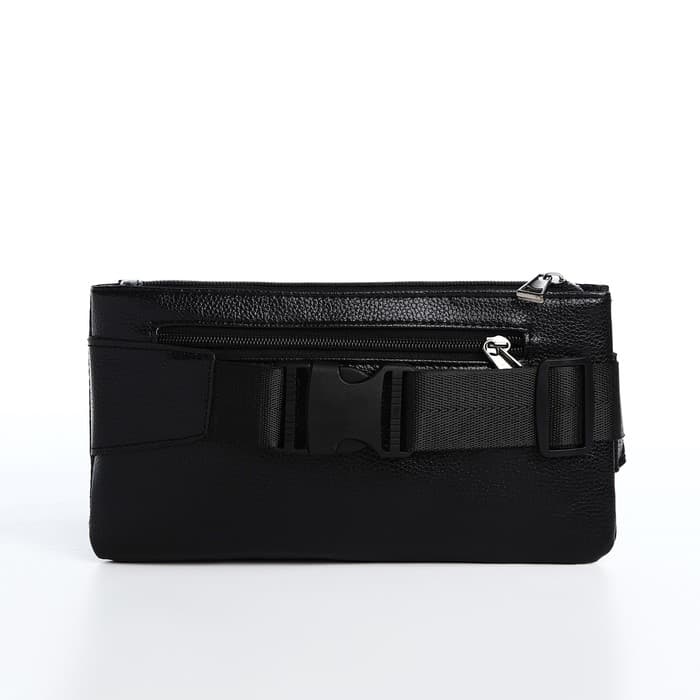 Сумка поясная на молнии, с карманами, 26×1×14 см, чёрная