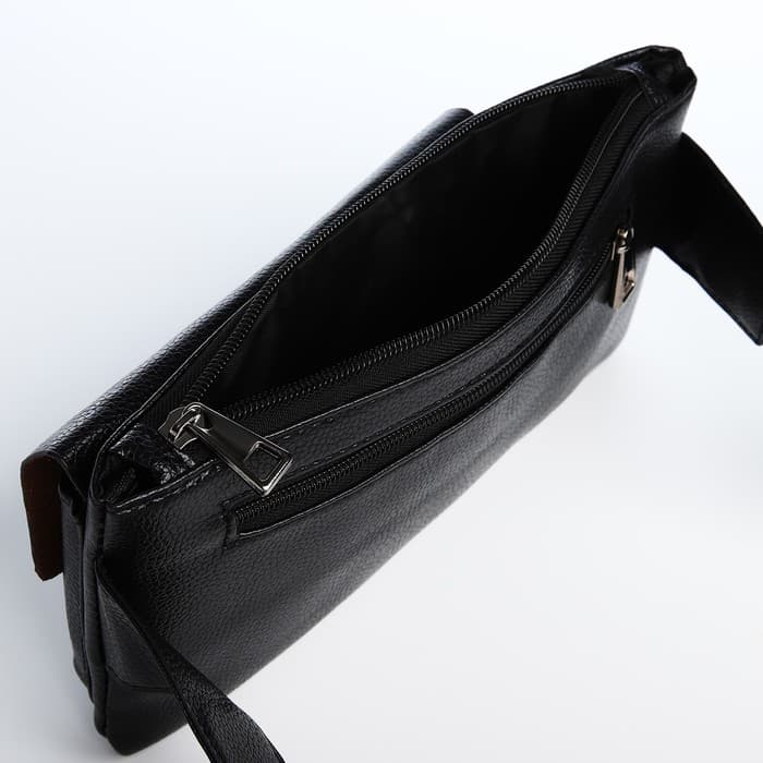 Сумка поясная на молнии, с карманами, 26×1×14 см, чёрная