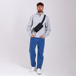 Сумка поясная на молнии, с карманами, 26×1×14 см, чёрная