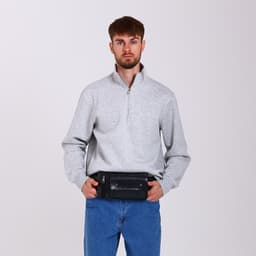 Сумка поясная на молнии, с карманами, 26×1×14 см, чёрная