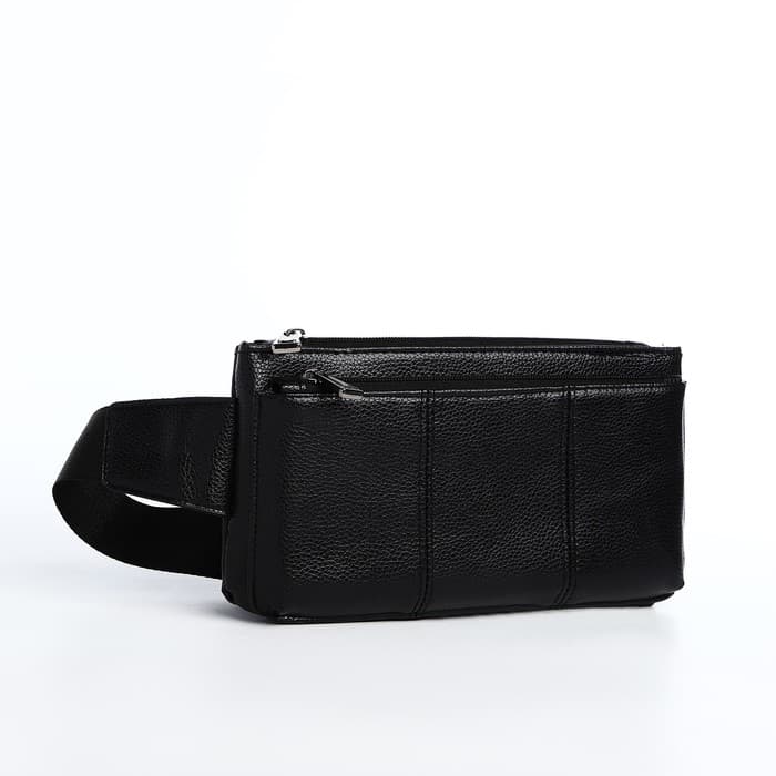 Сумка поясная на молнии, с 2 карманами, 26×1×14 см, чёрная