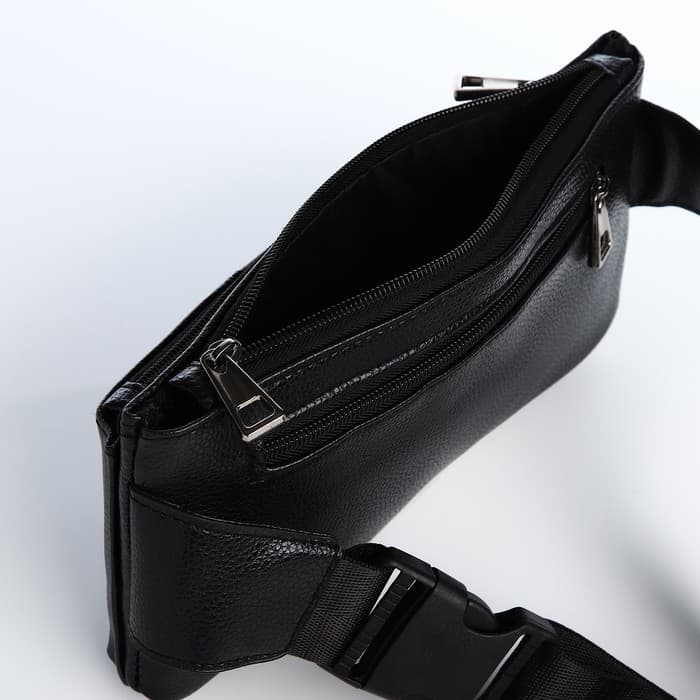 Сумка поясная на молнии, с 2 карманами, 26×1×14 см, чёрная