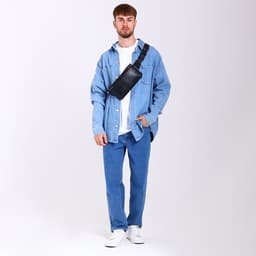 Сумка поясная на молнии, с 2 карманами, 26×1×14 см, чёрная