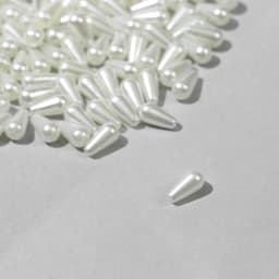 Бусины пластиковые «Жемчуг», капля 0.8×0.4×0.4 см, набор 10 г, белые