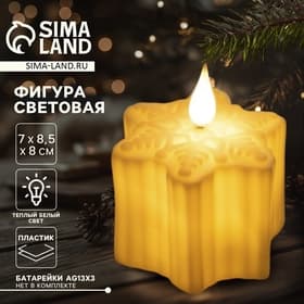 Светодиодная фигура «Снежинка» 7×8.5×8 см, пластик, от батареек AG13×3, свечение тёплое белое