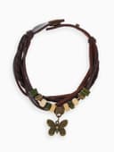 Браслет кожаный с подвеской «Бабочка», L=22.5 см, коричневый