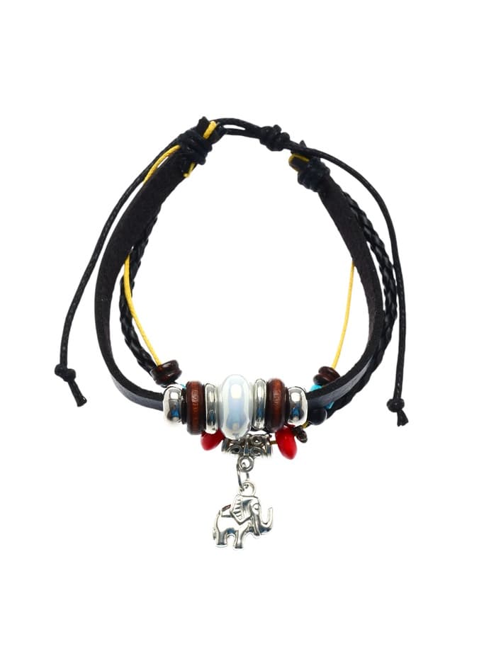 Браслет кожаный «Хиппи. Индийский слон», d=6 см, разноцветный