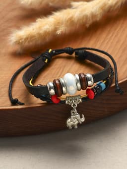 Браслет кожаный «Хиппи. Индийский слон», d=6 см, разноцветный