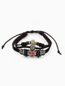 Браслет кожаный «Хиппи. Бусина», d=6 см, коричневый