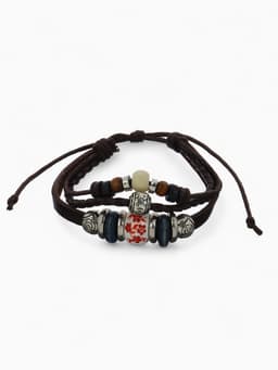 Браслет кожаный «Хиппи. Бусина», d=6 см, коричневый