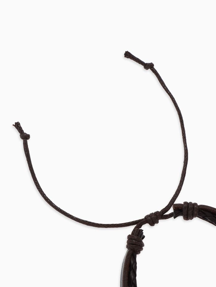 Браслет кожаный «Хиппи. Бусина», d=6 см, коричневый