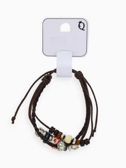 Браслет кожаный «Хиппи. Бусина», d=6 см, коричневый