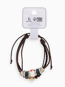 Браслет кожаный «Хиппи. Бусина», d=6 см, коричневый