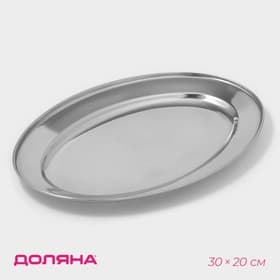 Поднос овальный из нержавеющей стали Доляна, 30×20 см, серебристый