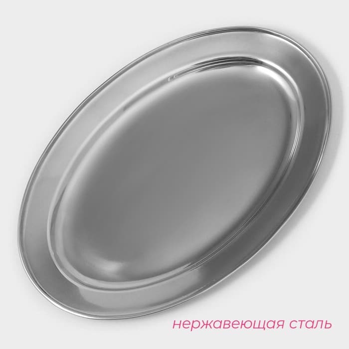 Поднос овальный из нержавеющей стали Доляна, 30×20 см, серебристый
