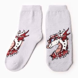 Носки женские махровые «Дракон-леди в цветах», серые, размер 36-40