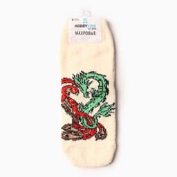 Носки женские махровые «Дракончик и феникс», светло-жёлтые, размер 36-40