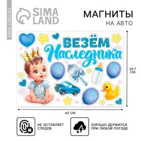 Набор магнитов на авто «Везем наследника», на выписку, 42 см × 29.7 см