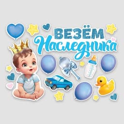 Набор магнитов на авто «Везем наследника», на выписку, 42 см × 29.7 см