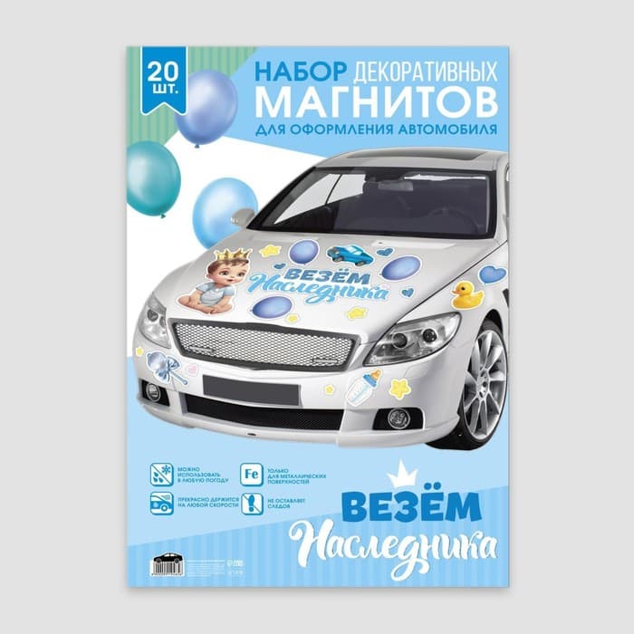 Набор магнитов на авто «Везем наследника», на выписку, 42 см × 29.7 см