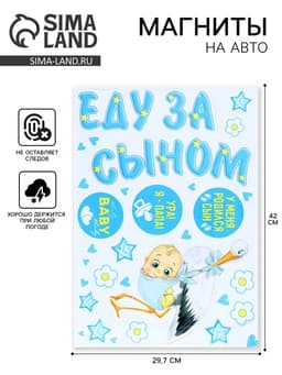 Магниты на машину «Еду за сыном», на выписку, 42 см × 29.7 см