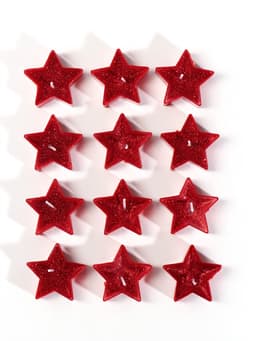 Свечи в гильзе «Звёздочка», 12 шт. в подарочной упаковке, красная блёстка