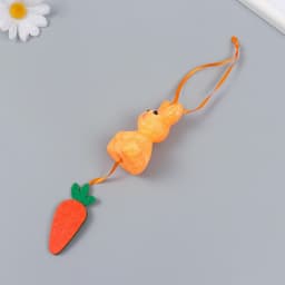 Подвесное украшение пасхальное «Кролик в блестках с морковкой», 4×3.5×13.5 см