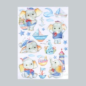 Наклейка интерьерная многослойная «Слоник морячок», пластик, 50×35 см