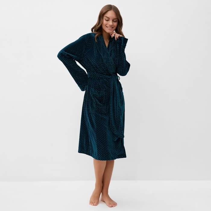 Халат домашний женский KAFTAN «Бархат», размер 40, зелёный